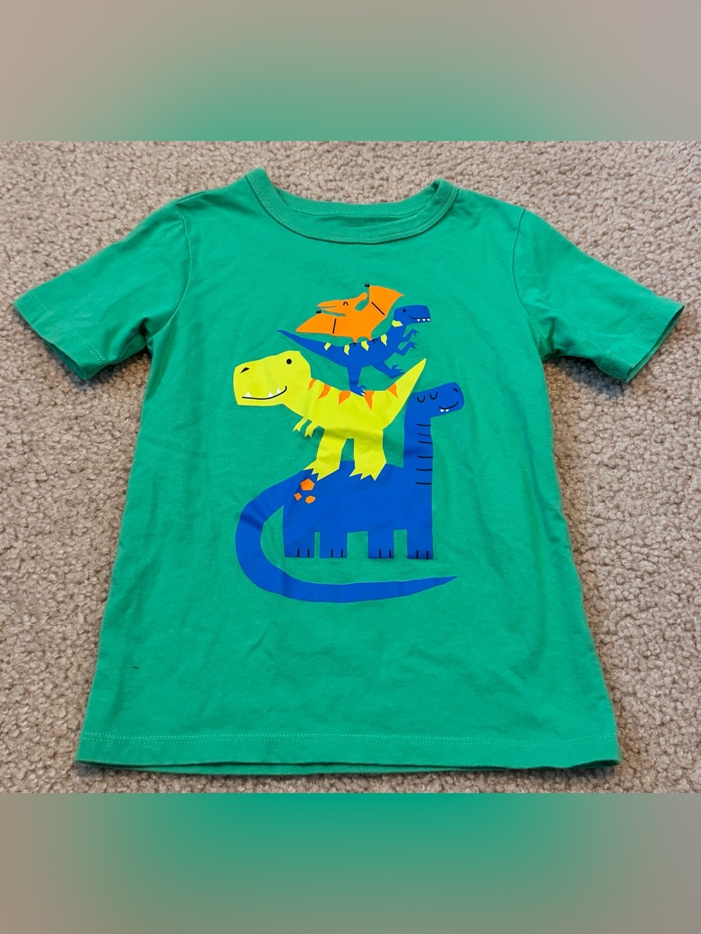 The Children's Place Green Tee with Stacked Dino Graphic